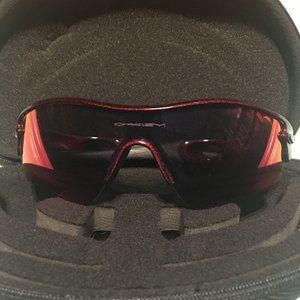 Oakley Radar Sunglasses Red frame black lenses